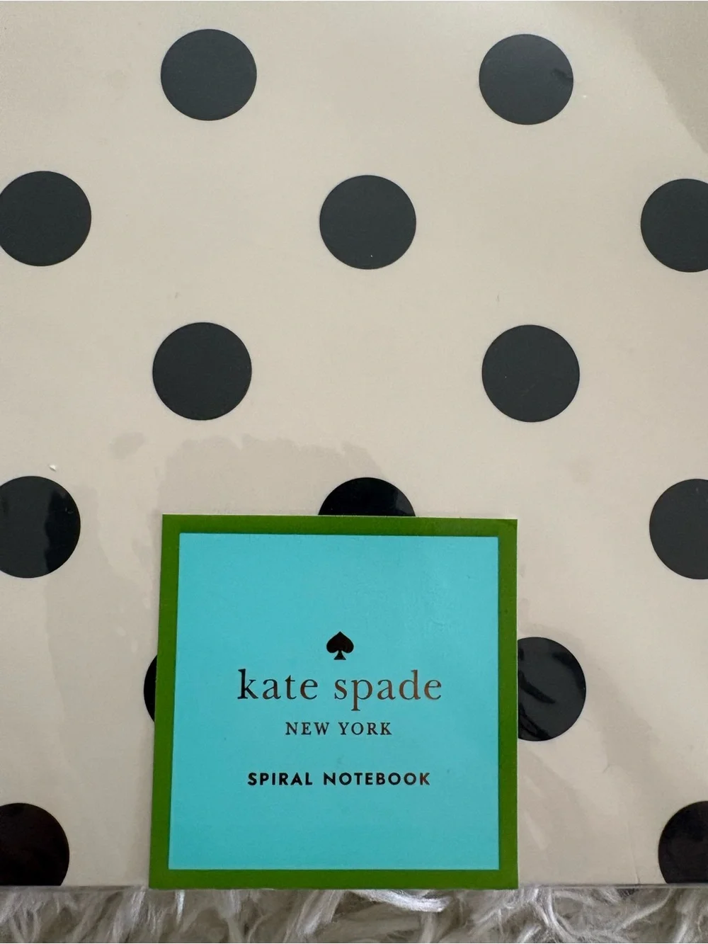 kate spade Cream Notebook Black Polka Dots Gold Spiral “So well composed” NWT